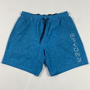 Spyder Swim Shorts Mens Large Blue UV Protection Lined Drawstring Zipper Pocket
